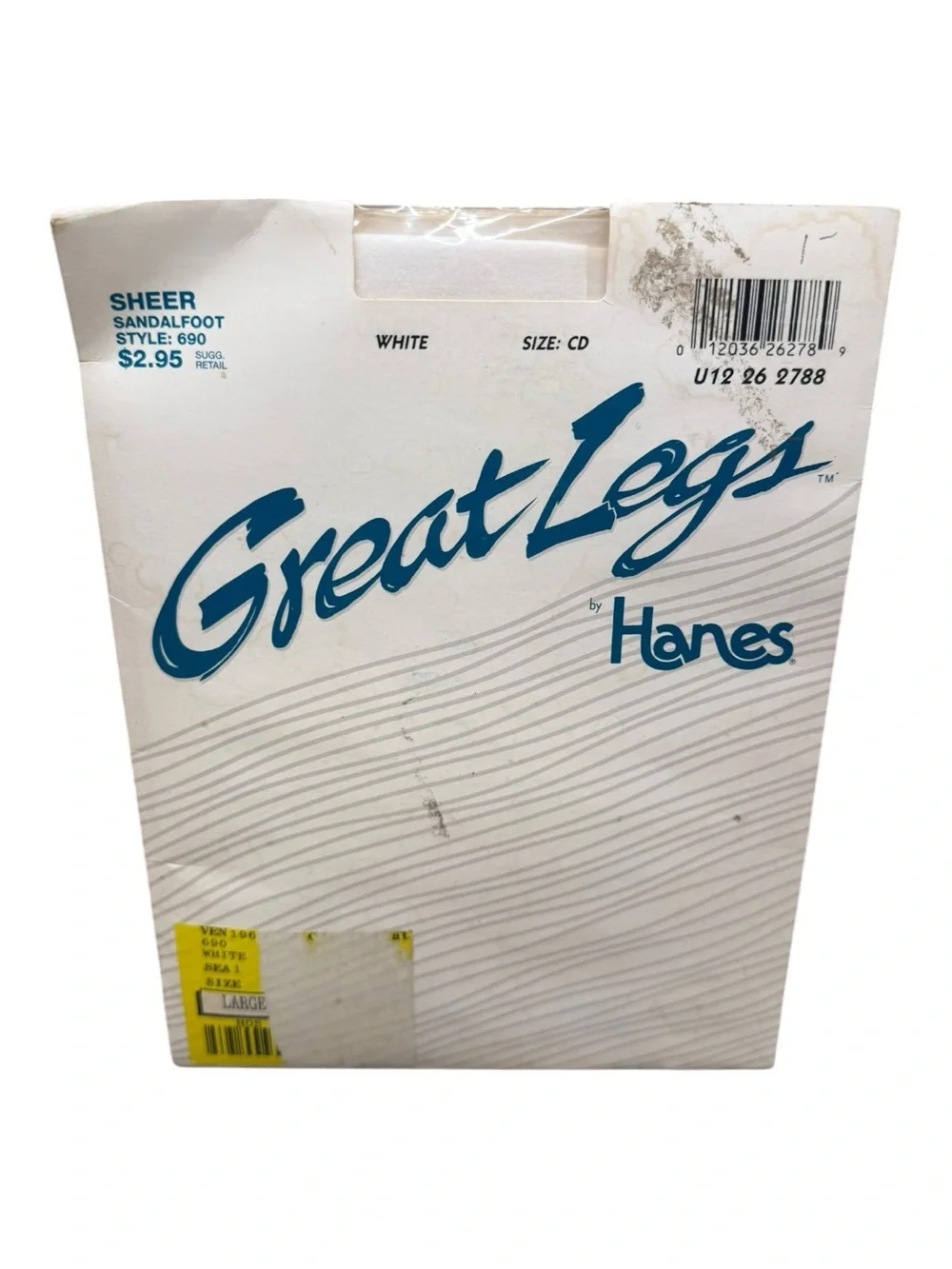 Great Legs by Hanes Sheer Sandalfoot Pantyhose White Size CD Style 690 Nylon